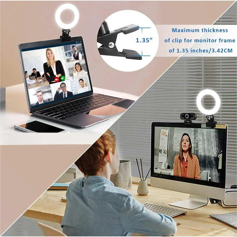Clip-on ring light lighting kit, phone selfie light, 3-stop webcam, photography accessories, auto projection, 6-inch fill light Deals 4 U  Streaming Equipment Deals 4 U