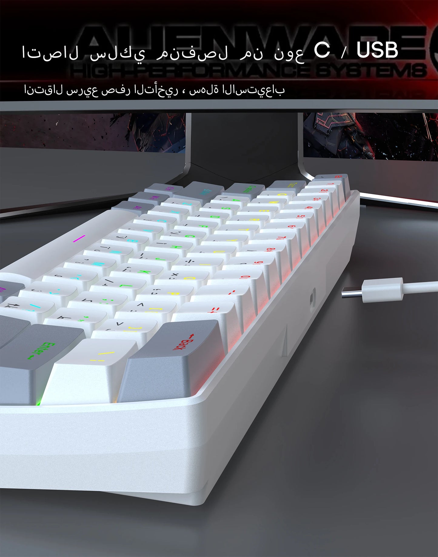 60% Portable Mini RGB Backlit Red-Headed Mechanical Wired Keyboard, suitable for Windows computers, laptops and gaming devices