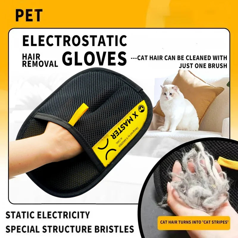 Pet Hair Remover Gloves Electrostatic for Cats Dogs, Reusable Washable Grooming Glove with 2-in-1 Lint Roller Brush - Safe Non-T Deals 4 U   Deals 4 U