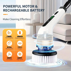 9 In 1 Electric Spin Scrubber Cordless Waterproof Cleaning Brush Multifunctional Tile Floor Tub Bathroom Kitchen Household Tool Deals 4 U   Deals 4 U