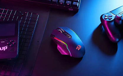 Redragon M810 Pro Wireless Gaming Mouse, 10000 DPI Wired Gamer Mouse w/ Rapid Fire Key, 8 Macro Buttons, Black/White Mouse Deals 4 U  Gaming Accessories Deals 4 U
