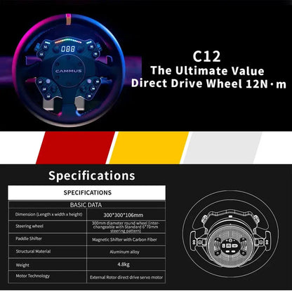 CAMMUS C12 Direct Drive Steering Wheel 12N·m+CAMMUS CS5 Table Clamp Direct Drive Wheelbase(2 IN 1) Deals 4 U  Gaming Accessories Deals 4 U