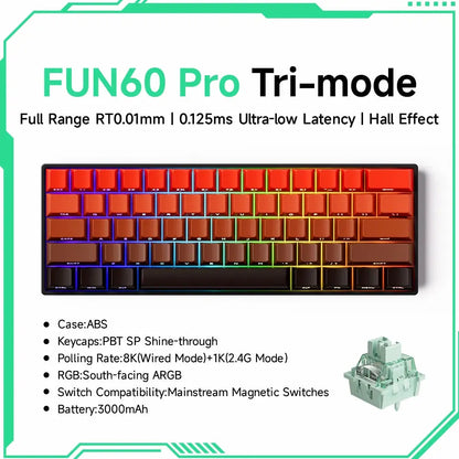 Akko MonsGeek FUN60 PRO&MAX HE Machanical Keyboard Magnetic Switch 60% Esports Gaming Keyboard Rapid Trigger 8K Custom Keyboard Deals 4 U  Gaming Accessories Deals 4 U