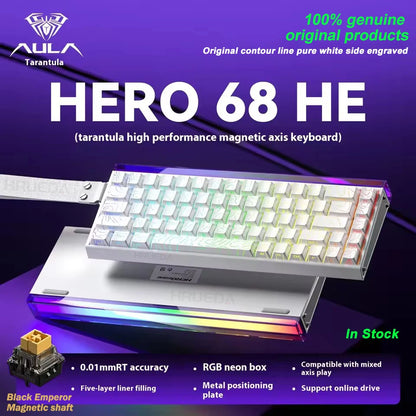 AULA HERO 68HE Magnetic Switch Gaming Keyboard RT0.01 E-sports Customize RGB Wired Mechanical Keyboard Ergonomics Accessories