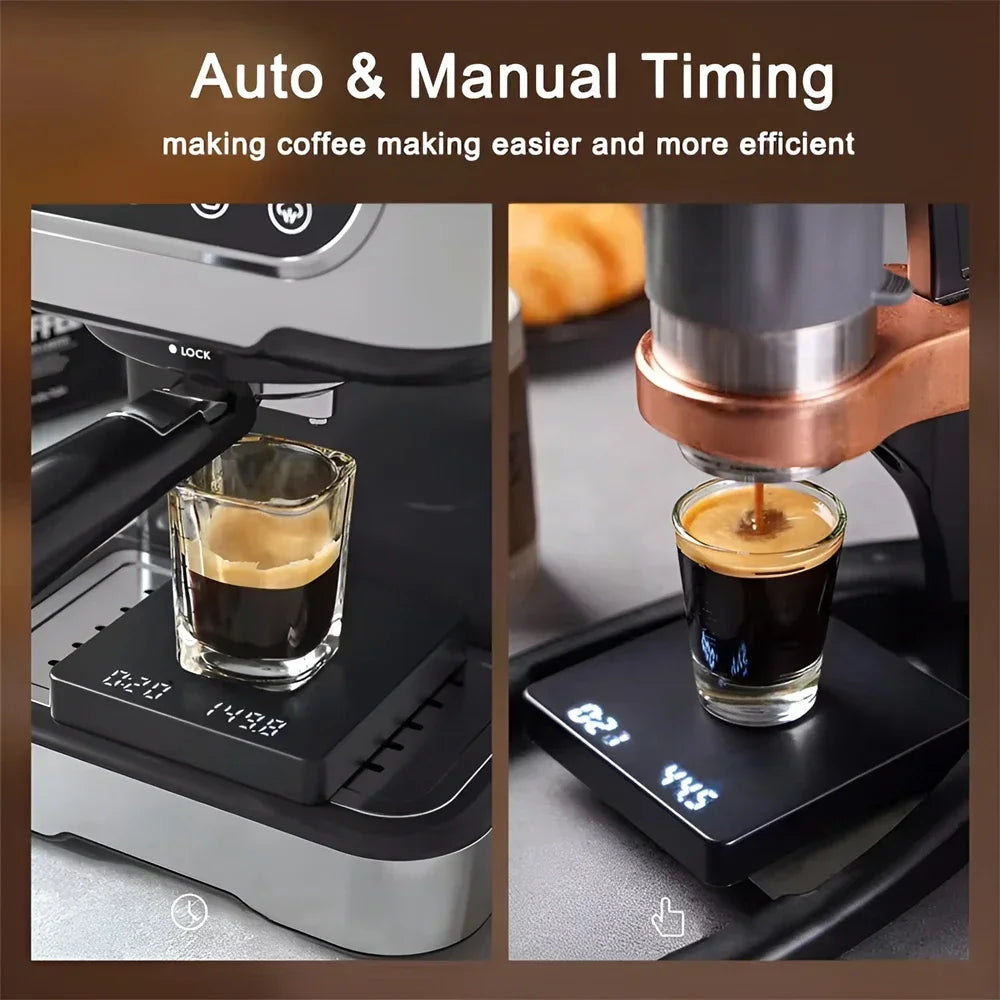 1Set Electronic Coffee Scale with Silicone Pad Digital Coffee Scale with Timer LED Display USB Charging Home Cafe Use Good Gift Deals 4 U   Deals 4 U