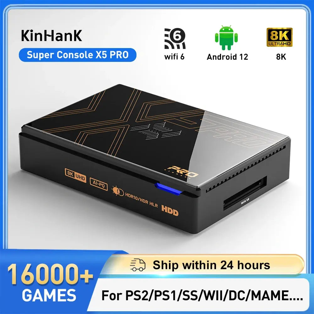 Kinhank Retro Video Game Consoles Super Console X5 PRO Plug and Play 320G/4TB with 16000 Games for PS2/WII/SS/DC/N64 Deals 4 U  Gaming Accessories Deals 4 U