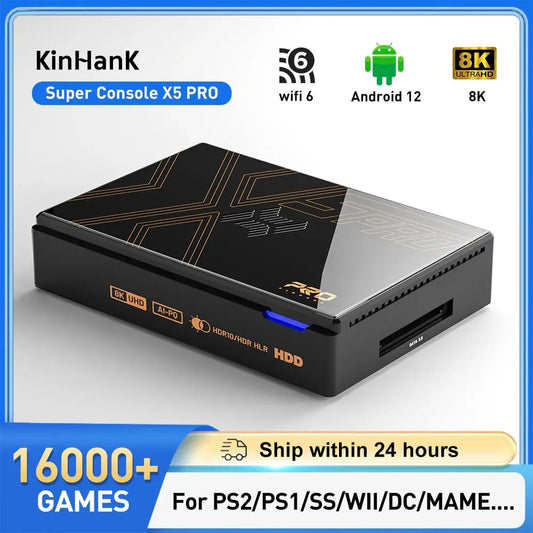 Kinhank Retro Video Game Consoles Super Console X5 PRO Plug and Play 320G/4TB with 16000 Games for PS2/WII/SS/DC/N64 Deals 4 U  Gaming Accessories Deals 4 U