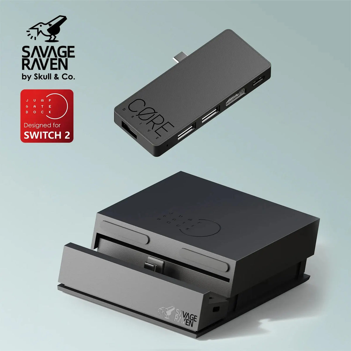 Savage Raven by Skull & Co. Jumpgate Dock USB C Hub Portable Stand Docking Station for Nintendo Switch 2 and OLED Deals 4 U  Console Accessories Deals 4 U