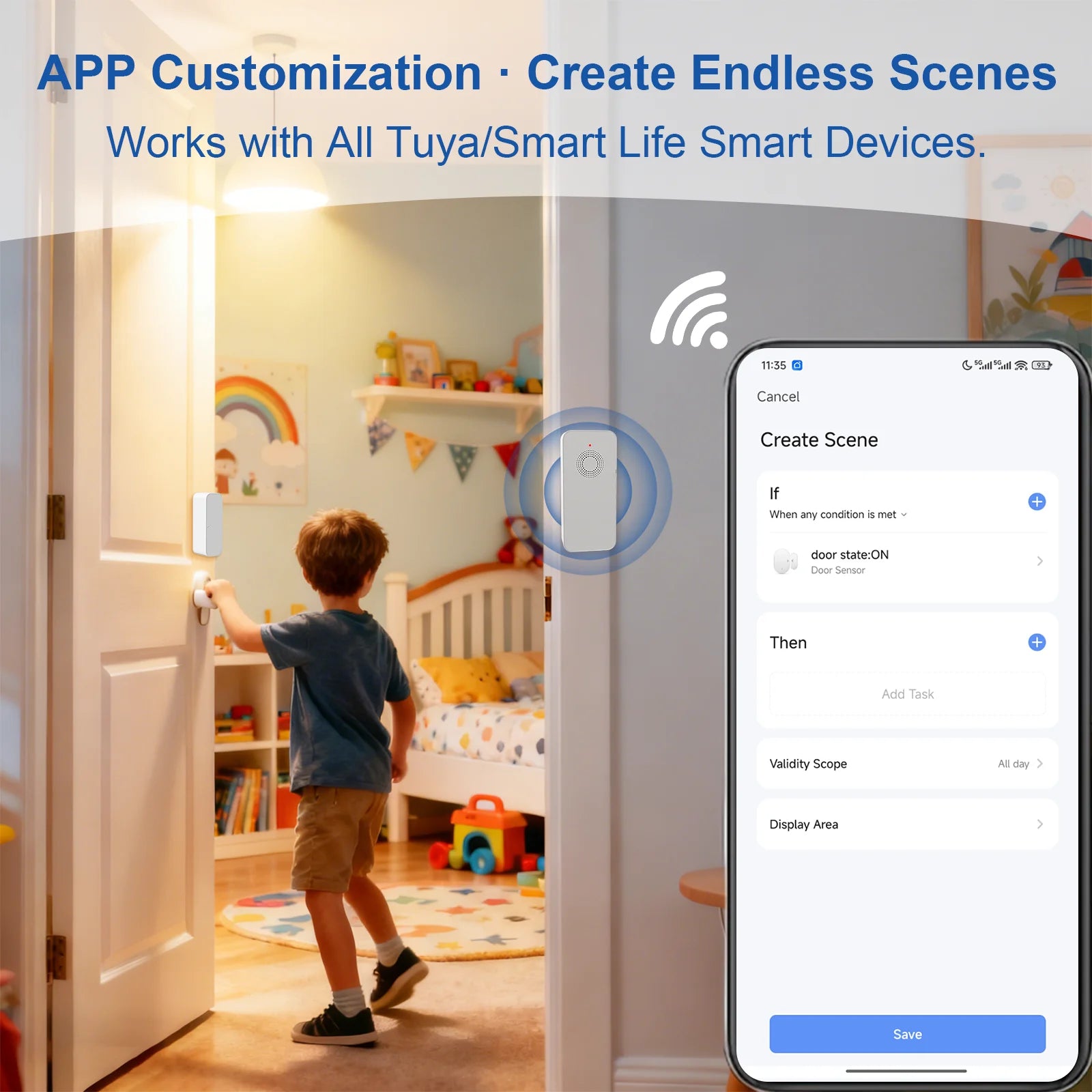 Tuya WiFi Door Sensor Contact Sensor For Home School Hospital Hotel Office Alarm Security Protection Deals 4 U   Deals 4 U