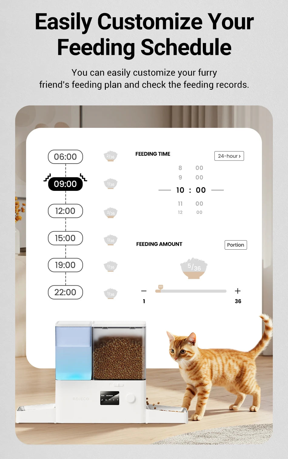 ROJECO 8.5L Automatic Pet Feeder Water Fountain WIFI APP Remote Control Smart Dog 5L Food Dispenser 3.5L Gravity Water Drinker ﻿ Deals 4 U  Automatic Pet Feeder Deals 4 U