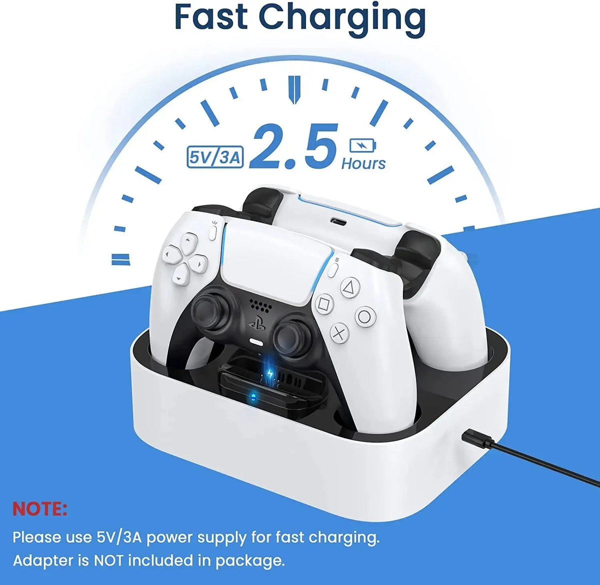 PS5 Controller Charger Station for Playstation 5 Dual for for DualSense Edge Control Fast Charging Dock Stand with Cable Deals 4 U  Gaming Accessories Deals 4 U