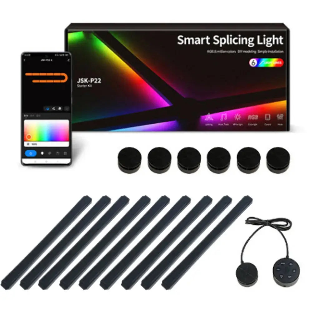 Splicing Light DIY Atmosphere Light RGB Smart Wall Light Voice Control Lamp for Esports Room Bedroom Bar Decoration Night Light Deals 4 U  RGB Hexagon Wall Lights Deals 4 U