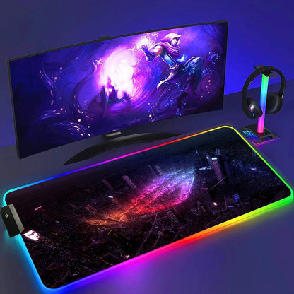 ROG ASUS Mouse Pad RGB Gamer Desk Mat Led Back Light Mousepad Setup Gaming Accessories Deskmat Big Colorful Mousepepad Backlight