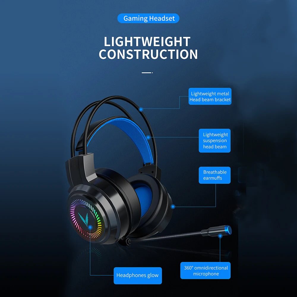 Gaming Headset Noise Canceling Microphone E-Sports Game 7.1 Stereo Surround Sound Wired Headphone for PS5 Xbox One Movie Music Deals 4 U   Deals 4 U