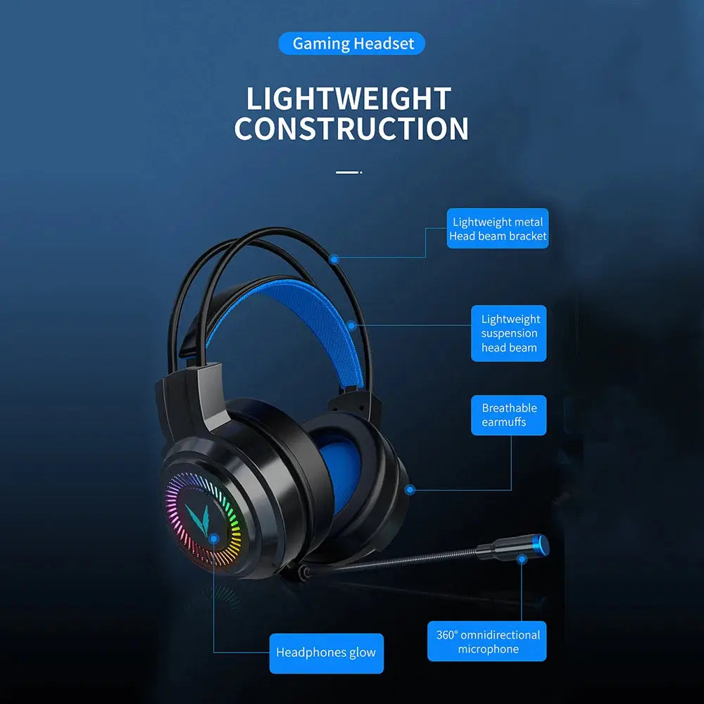 Gaming Headset Noise Canceling Microphone E-Sports Game 7.1 Stereo Surround Sound Wired Headphone for PS5 Xbox One Movie Music Deals 4 U  Gaming Accessories Deals 4 U