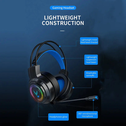 Gaming Headset Noise Canceling Microphone E-Sports Game 7.1 Stereo Surround Sound Wired Headphone for PS5 Xbox One Movie Music Deals 4 U  Gaming Accessories Deals 4 U