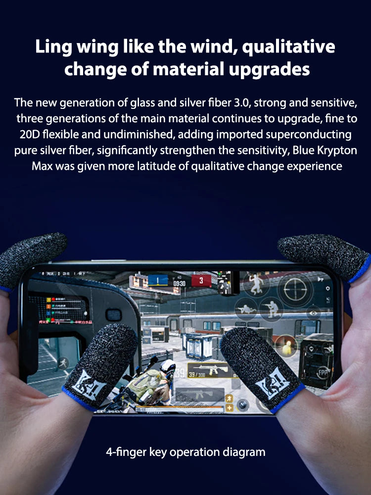 1Pair Finger Glove Fingertips Cot Sweatproof Gaming Finger Sleeves Breathable Game Controller Finger Sleeve for PUBG Mobile Game