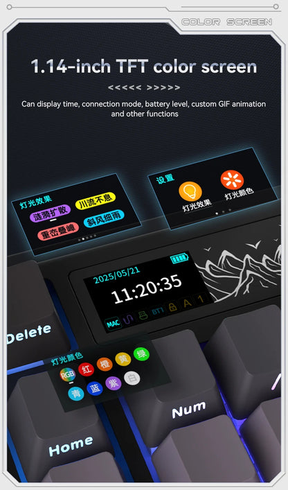 AJAZZ AK980 V2 PRO 98% Gasket Mechanical Keyboard, Hot-Swappable, 10000mAh, TFT Screen & Knob, 8K Polling Rate, RGB Backlit
