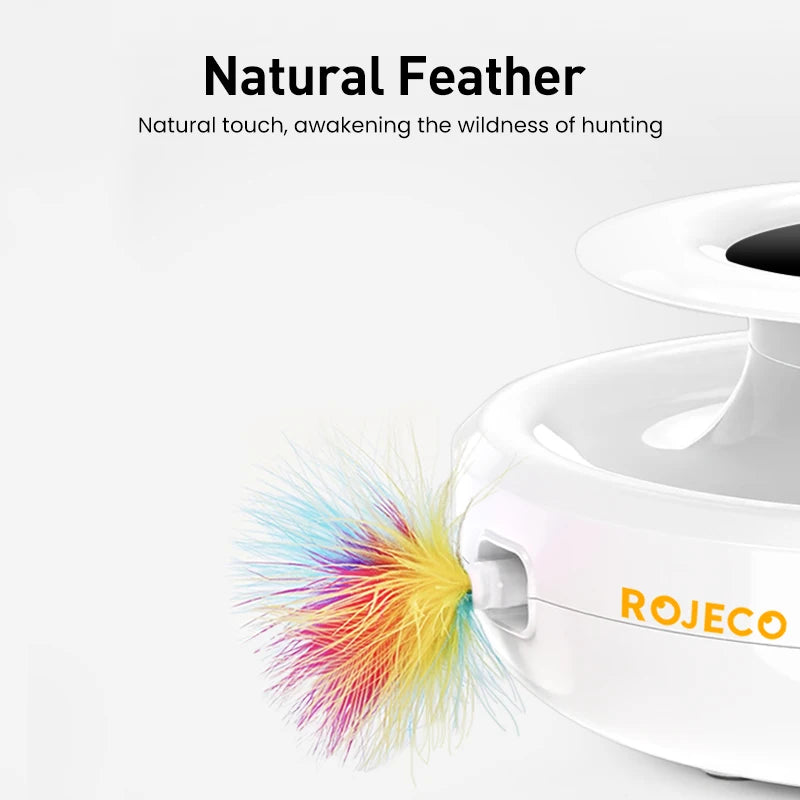 ROJECO 2 in 1 Smart Cat Toys Automatic Feather Fun Ball Toy Set For Cat Dog 5 Modes Electronic Interactive Pet Toy Accessories Deals 4 U   Deals 4 U