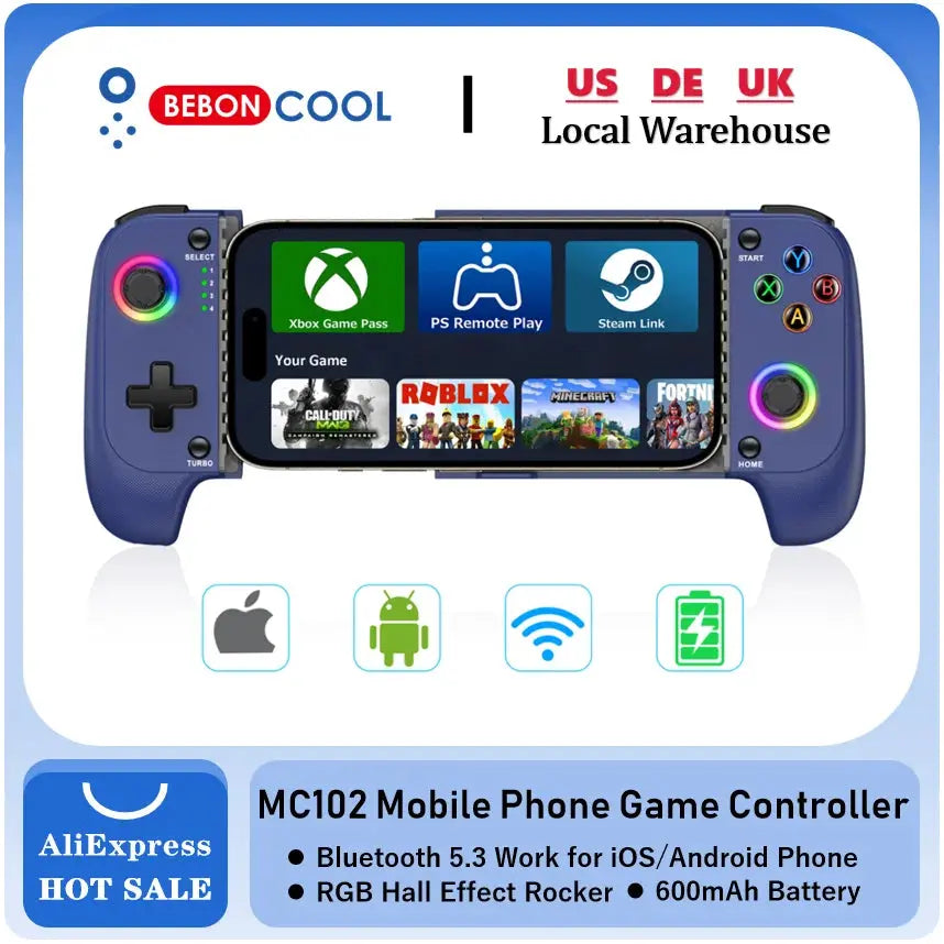 BEBONCOOL MC102 Telescopic Mobile Phone Gamepad For Apple IOS Android COD Wireless Bluetooth Phone Game Controller Joystick Deals 4 U  Mobile Gaming Deals 4 U
