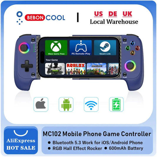 BEBONCOOL MC102 Telescopic Mobile Phone Gamepad For Apple IOS Android COD Wireless Bluetooth Phone Game Controller Joystick Deals 4 U  Mobile Gaming Deals 4 U