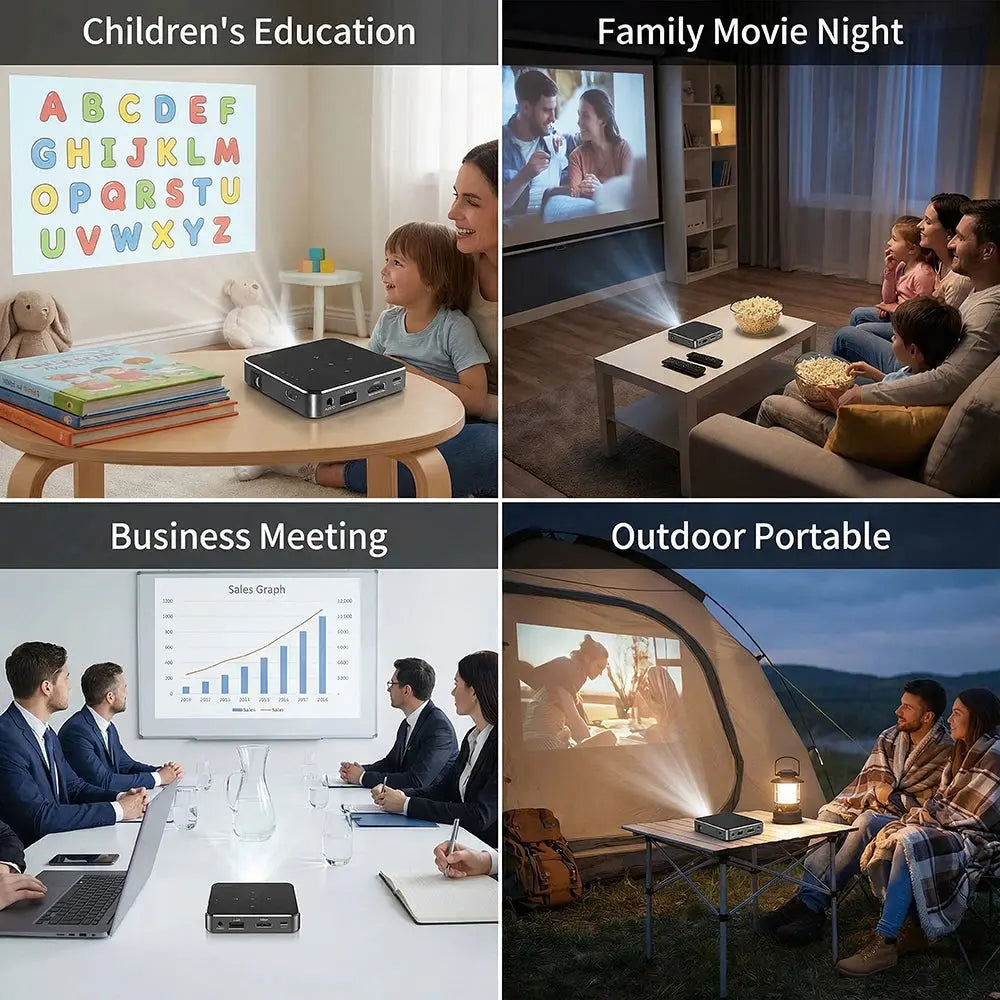 Smartldea New Mini dlp HD Projector support 1080p build in Battery Capacity wired Phone Mirroring proyector Home Theater beamer Deals 4 U  Gaming Accessories Deals 4 U