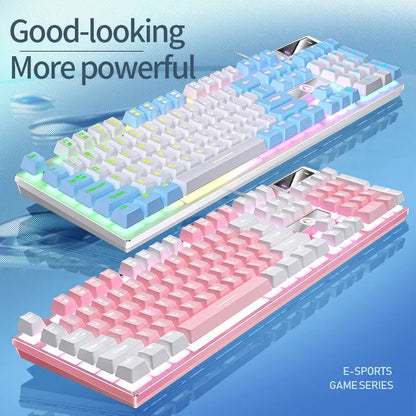 104 Keys Gaming Keyboard Wired Keyboard Color Matching Backlit Mechanical Feel Computer E-sports Peripherals for Desktop Laptop Deals 4 U  Gaming Accessories Deals 4 U