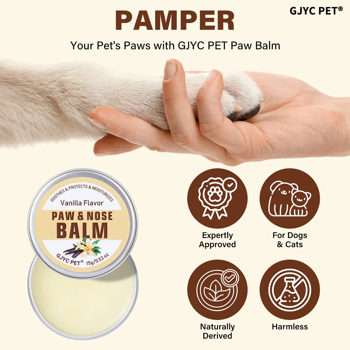 Pet Paw & Nose Balm Dog Cat Vanilla Scent Moisturizing Soothing Anti-Cracking Repairing Dry Cracked Natural Moisturizer Deals 4 U   Deals 4 U