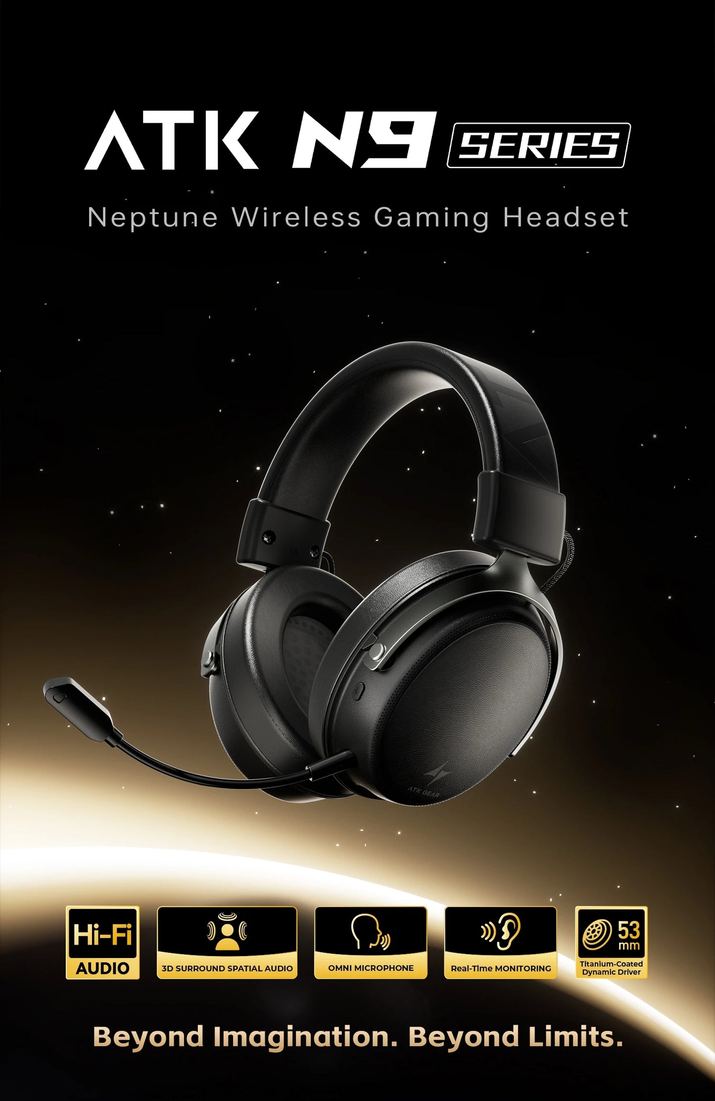 ATK N9 2.4GHz Wireless Gaming Headset with Mic for PS5 PS4 PC Mac Playstation Bluetooth Gaming Headphone with Microphone