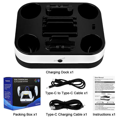 NEW For PS5 Controller Charger Stand LED Indicator & RGB Light Dual Charging Dock for PS5 Controller & PS Portal Games Accessori
