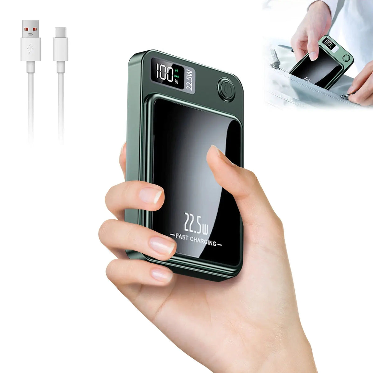 Wireless Power Bank 2-in-1 Magnetic 10000mAh Portable Charger Fast Charging 22.5W LED Power Display For Iphone Xiaomi Samsung Deals 4 U  Mobile Gaming Deals 4 U