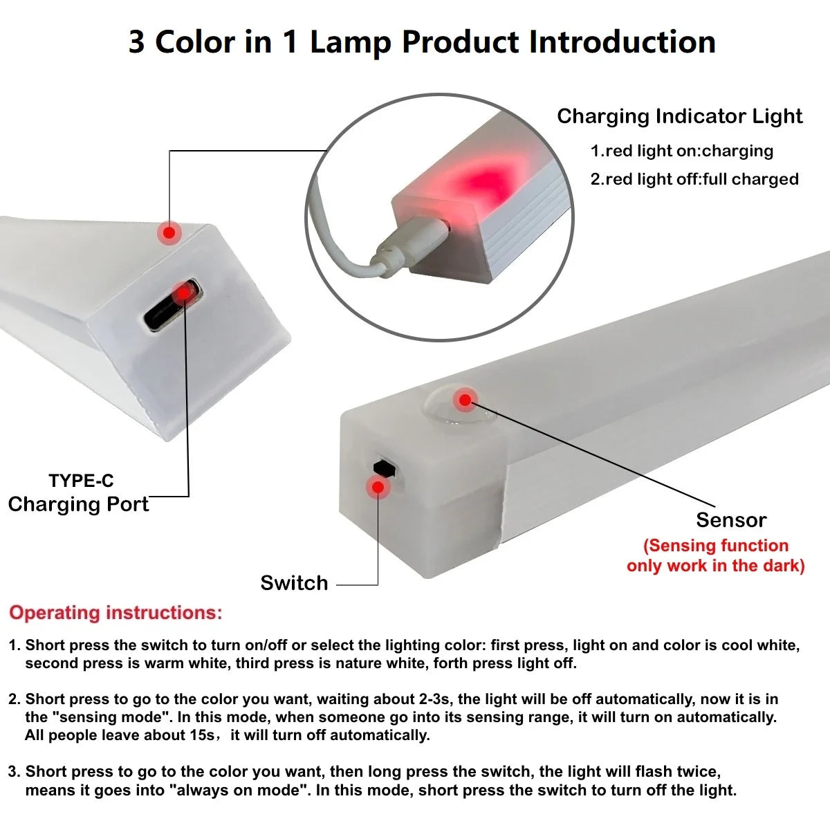Motion Sensor Wireless LED Night Light USB Rechargeable Long Strip Bar Lamp for Kitchen Cabinet Wardrobe Bedside Staircase Tube Deals 4 U   Deals 4 U
