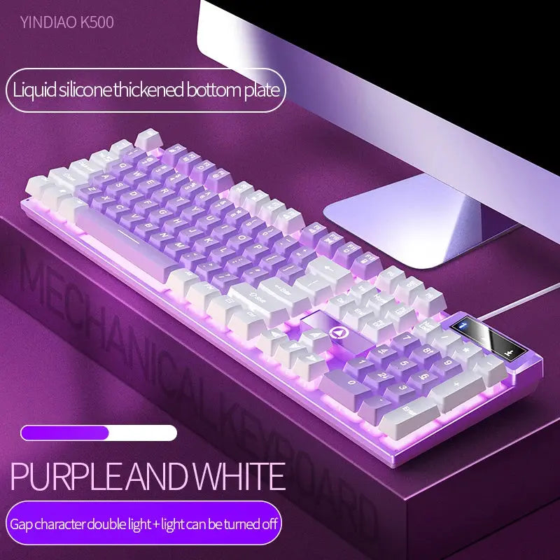 104 Keys Gaming Keyboard Wired Keyboard Color Matching Backlit Mechanical Feel Computer E-sports Peripherals for Desktop Laptop Deals 4 U  Gaming Accessories Deals 4 U