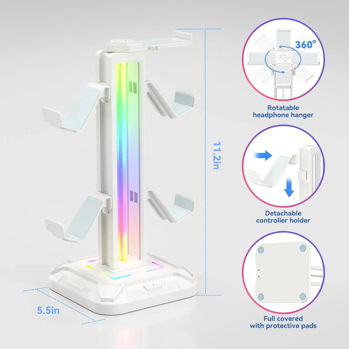Controller Stand with 9 Light Modes Headset Holder for Desk Rotatable Headphone Stand Detachable Controller Hook Deals 4 U  Gaming Accessories Deals 4 U