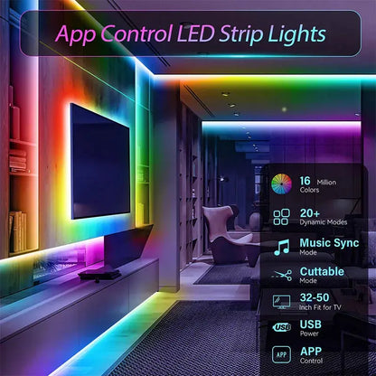 RGB LED Light Strip Lights USB 5V TV Backlight Atmosphere Lights APP Remote Control Flexible Lamp Tape Christmas Party Light Deals 4 U  RGB Hexagon Wall Lights Deals 4 U