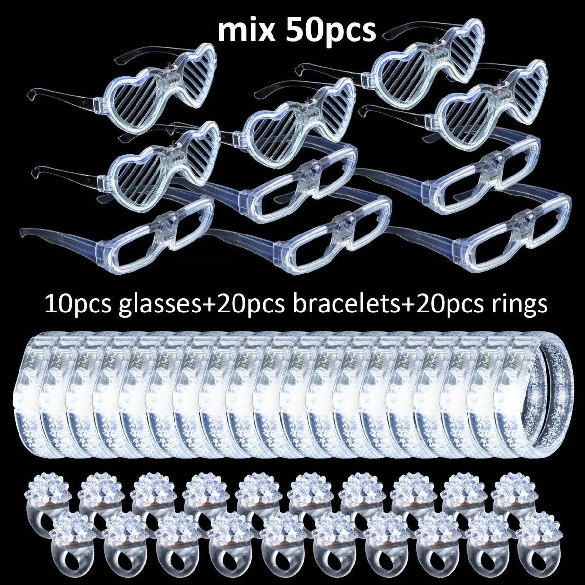 Led White Bracelets Light Up Party Favors Glow in the Dark Party Supplies Neon Sunglasses LED Rings Bracelets Wedding Decoration Deals 4 U  Gaming Accessories Deals 4 U