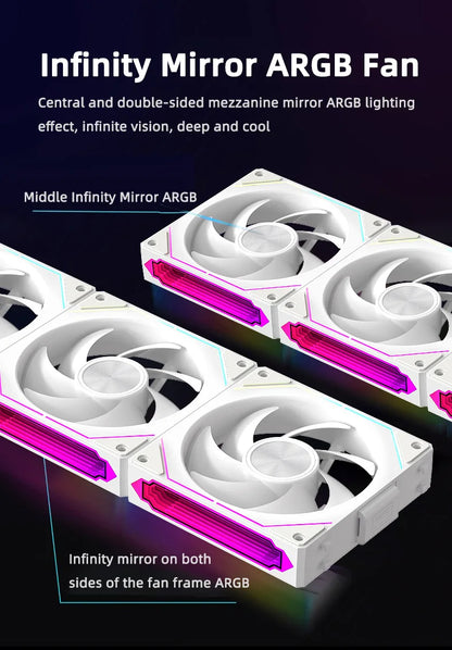 Coolcirc DL-2 120mm ARGB Cooling Fan Modular Wireless Stackable Splicing 800-2000RPM PWM Silent for Gaming PC Case Water Cooler