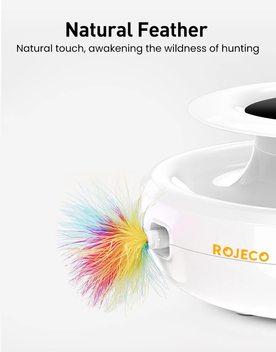 ROJECO 2 in 1 Smart Cat Toys Automatic Feather Fun Ball Toy Set For Cat Dog 5 Modes Electronic Interactive Pet Toy Accessories Deals 4 U   Deals 4 U