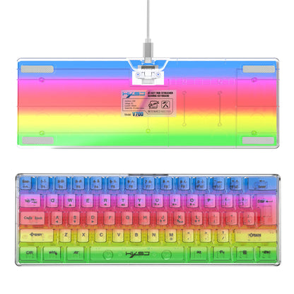 HXSJ 60% Wired Transparent Gaming Keyboard, RGB Backlit Ultra-Compact Waterproof Small Compact 61 Keys Keyboard for PC/Mac