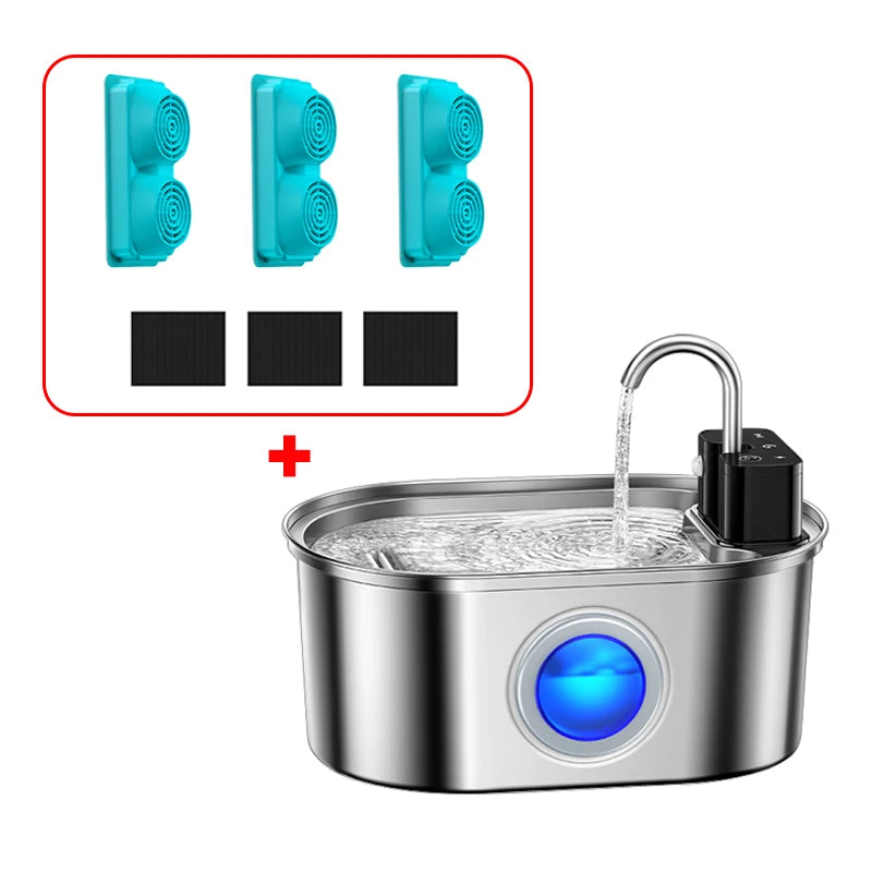 ROJECO 3.2L Stainless Steel Cat Water Fountain Wireless Sensor Smart Automatic Dog Water Dispenser Drinking Fountain 4000mAh Deals 4 U   Deals 4 U