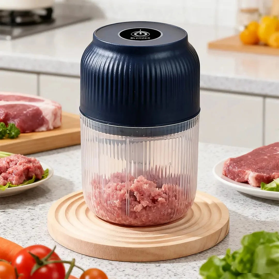 Electric Garlic Chopper,Mini Portable Veggie Cutter,Upgrade Electric Mini Garlic Chopper Set,Vegetable Chopper and Spiralizer with Container and Lid,USB Rechargeable (Blue) Deals 4 U  Smart Home gadget Deals 4 U