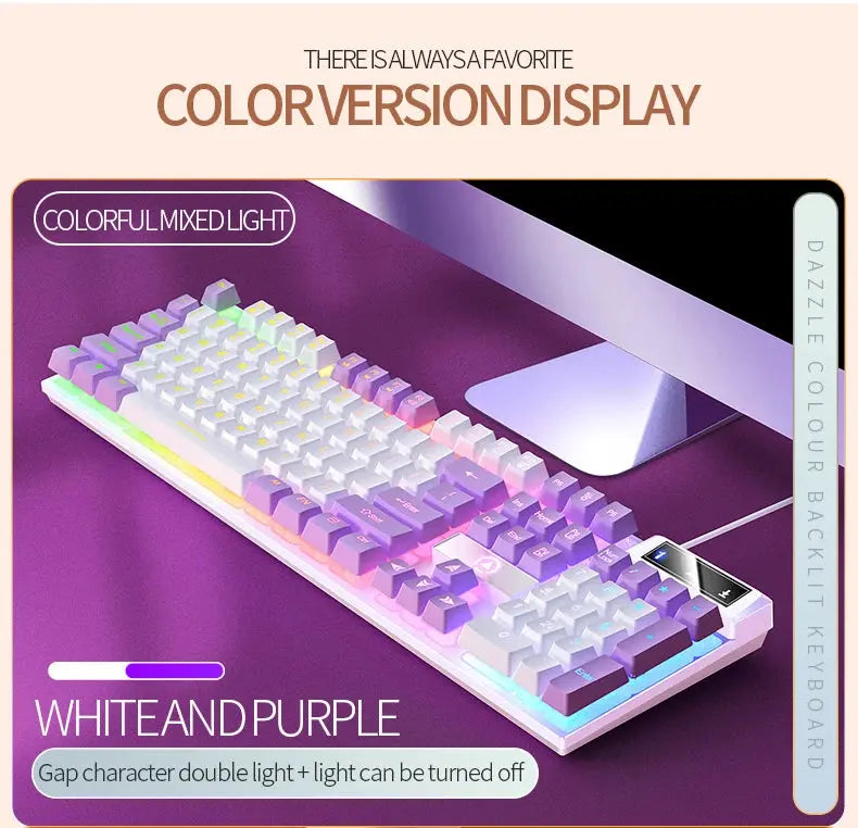 104 Keys Gaming Keyboard Wired Keyboard Color Matching Backlit Mechanical Feel Computer E-sports Peripherals for Desktop Laptop Deals 4 U  Gaming Accessories Deals 4 U