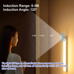Motion Sensor Wireless LED Night Light USB Rechargeable Long Strip Bar Lamp for Kitchen Cabinet Wardrobe Bedside Staircase Tube Deals 4 U   Deals 4 U