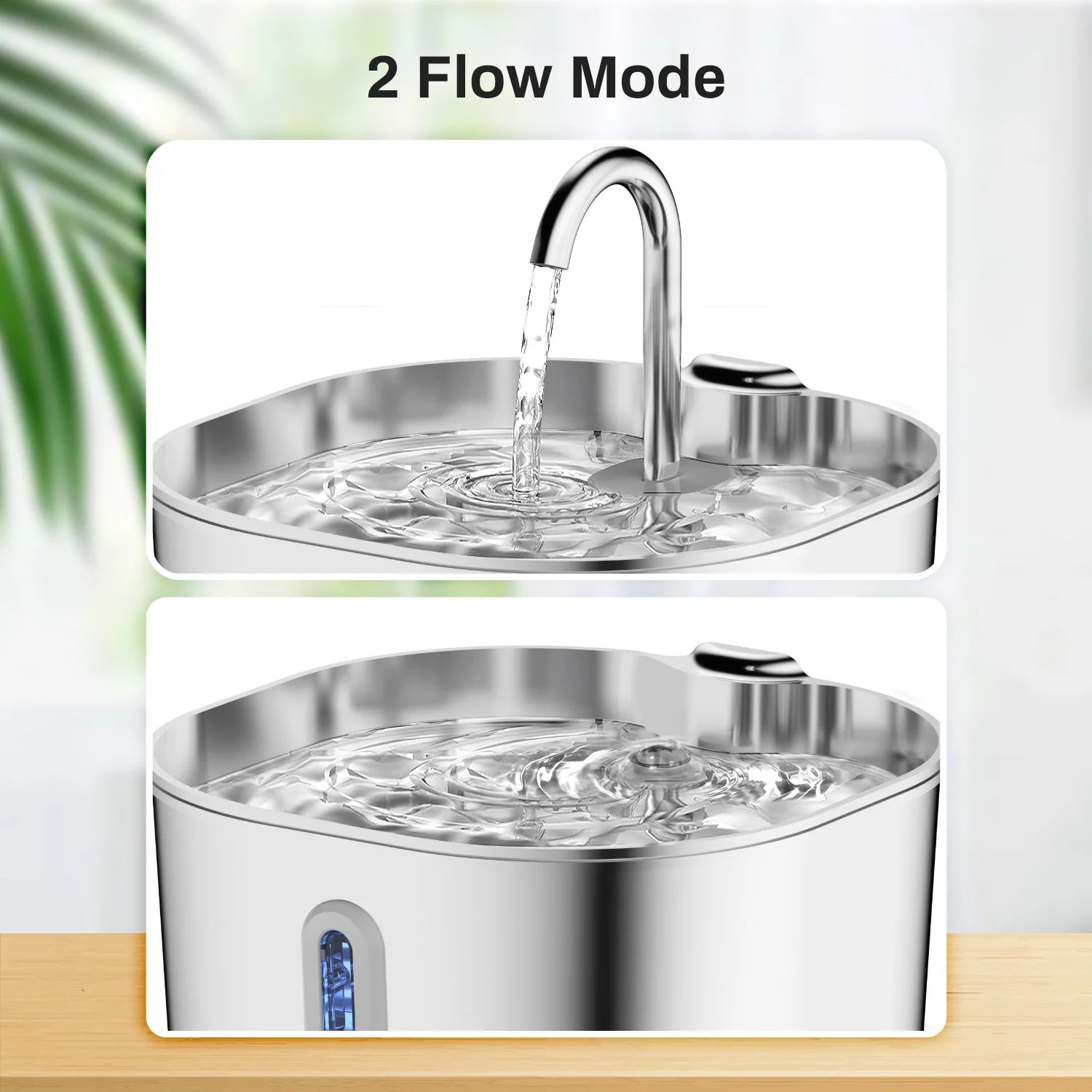 ZYFeeder 2.2L Automatic Cat Water Fountain Square Stainless Steel Pet Water Feeder Dog Water Fountain with window（No 5V 1A Plug） Deals 4 U   Deals 4 U