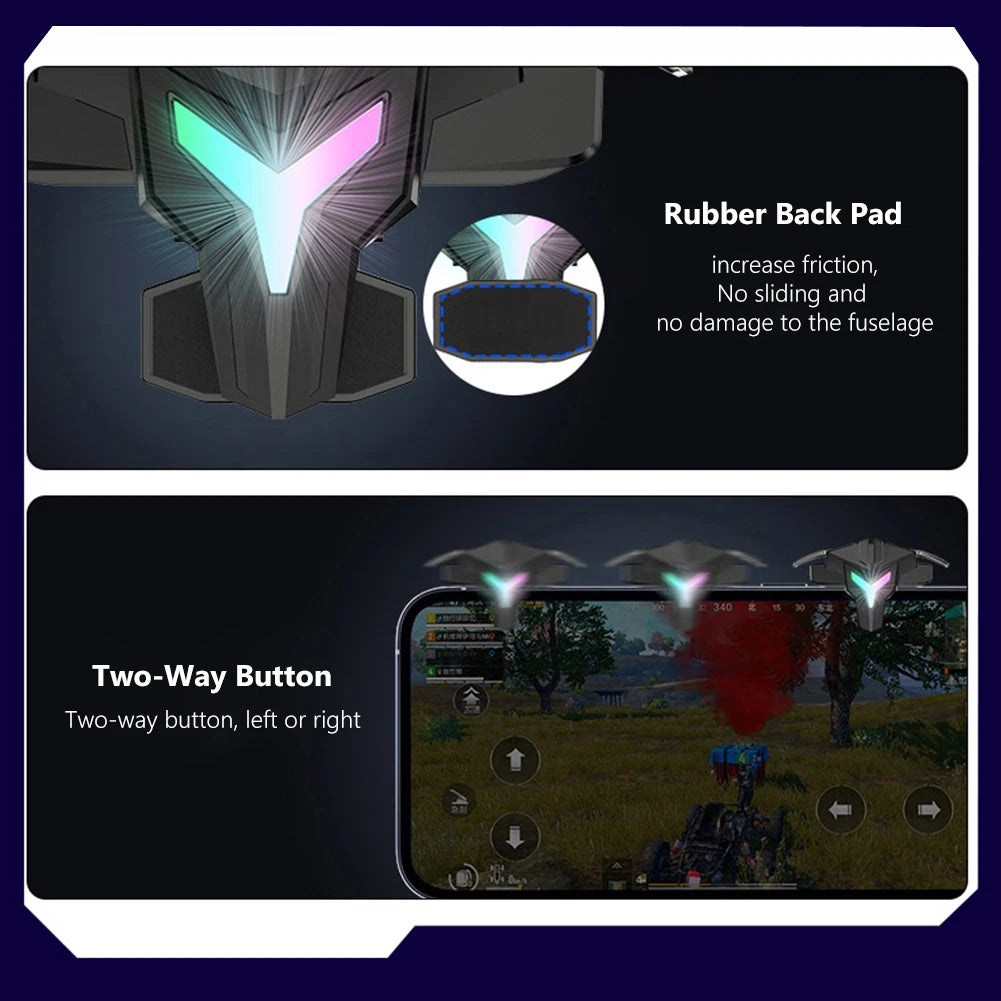 1/2pcs RGB/Mechanical 4 Finger Mobile Gaming Trigger for PUBG Game Controller Gamepad Aim Trigger Button for Smart Phone