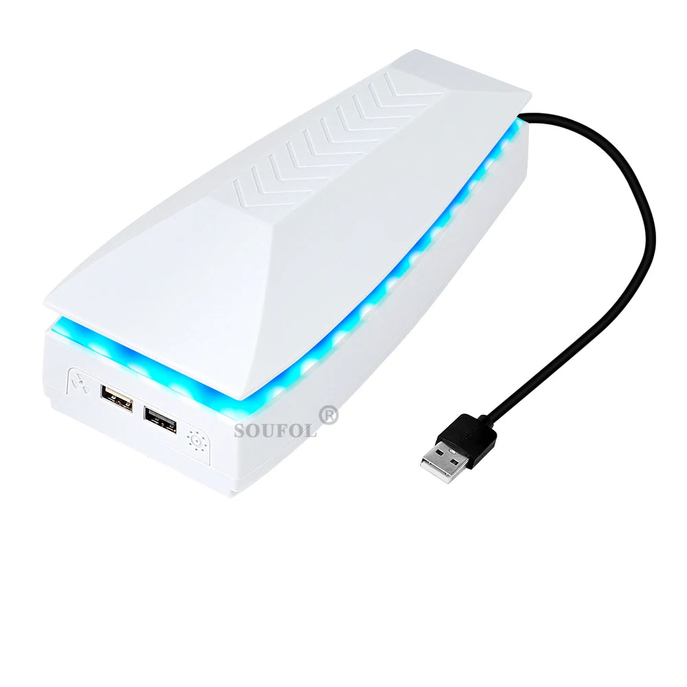 New Upper Cooling Fan for PS5 PRO Console Base Game Cooler Stand Bracket with RGB Dustproof Atmosphere Colorful Lighting LED