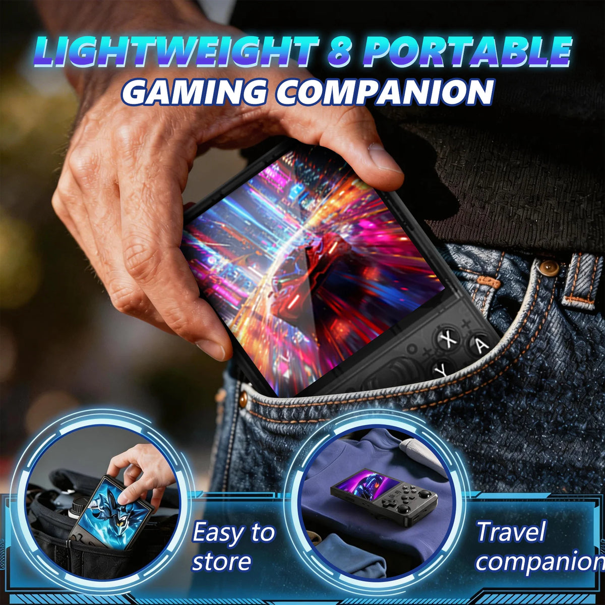 GAMINJA Retro Handheld Video Game Console WiFi 0‑lag Global Online Battle Download Games Via Official APP Retro Video Game Player Gift