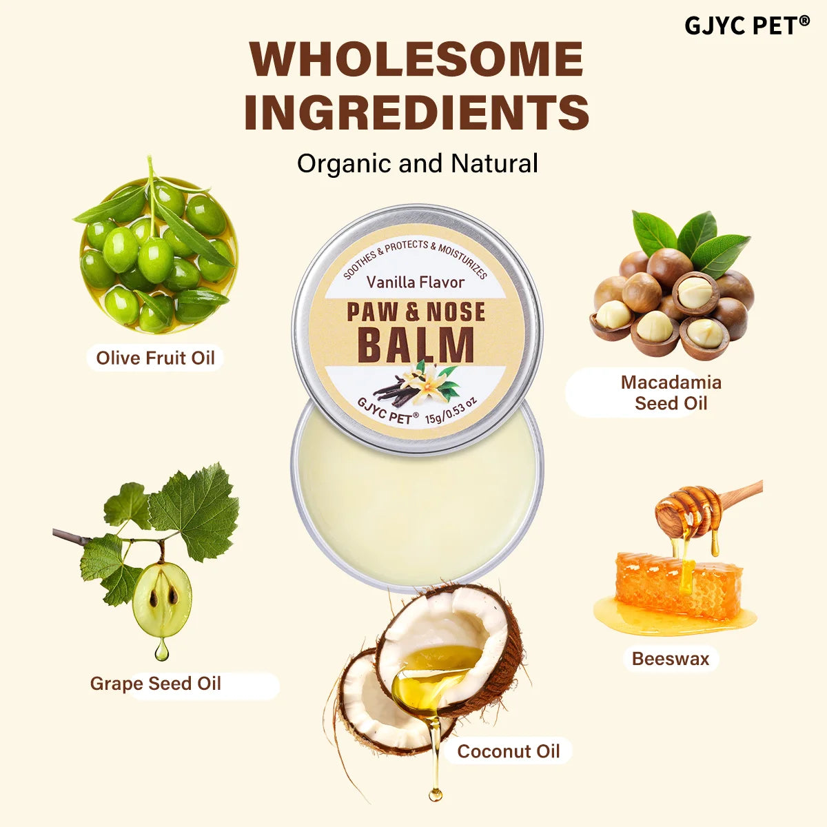 Pet Paw & Nose Balm Dog Cat Vanilla Scent Moisturizing Soothing Anti-Cracking Repairing Dry Cracked Natural Moisturizer Deals 4 U   Deals 4 U