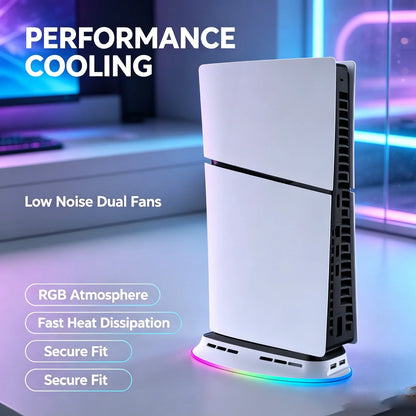Dual Fan Cooling Station for PS5 PS5 Slim PS5 Pro RGB Console Cooler High Efficiency USB Powered Gaming Accessories