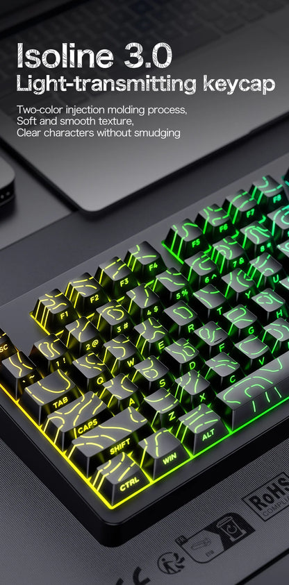 TK100 wireless Bluetooth wired triple-mode mechanical feel keyboard with high-definition display, rotary knob and RGB lighting